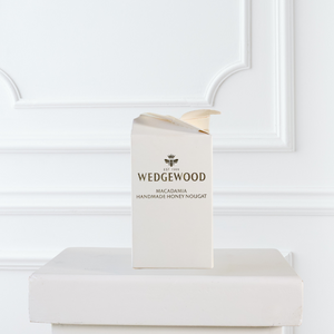 Wedgewood Handmade Cream Bonbonniere Box containing x 2 Macadamia Honey Nougat Bon Bons