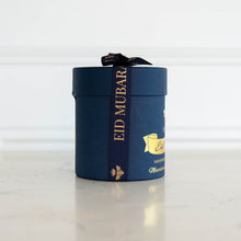 Load image into Gallery viewer, Eid Mubarak Macadamia & Milk Chocolate Dark Blue Small Hat Box | Wedgewood Nougat