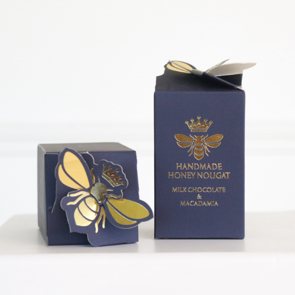Milk Chocolate & Macadamia Navy Blue Honey Bees - 24 Units