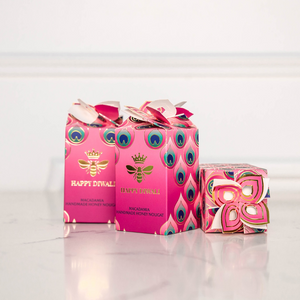 Diwali Pink Tear Macadamia Honey Bee - 24 units | Wedgewood Nougat