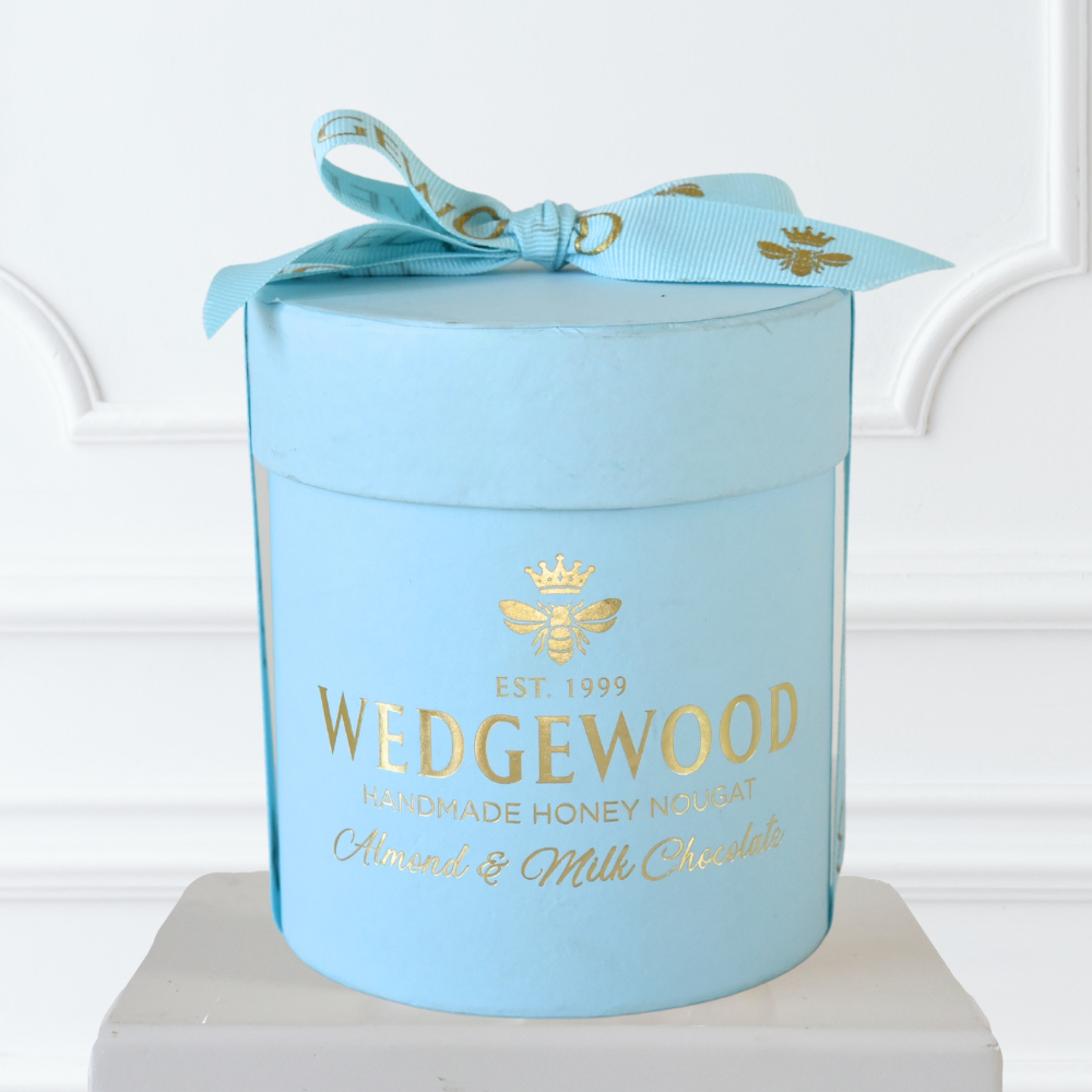 Wedgewood Honey Nougat 20 x Milk Choc & Almond Bon Bons - Light Blue - Small Hat Box