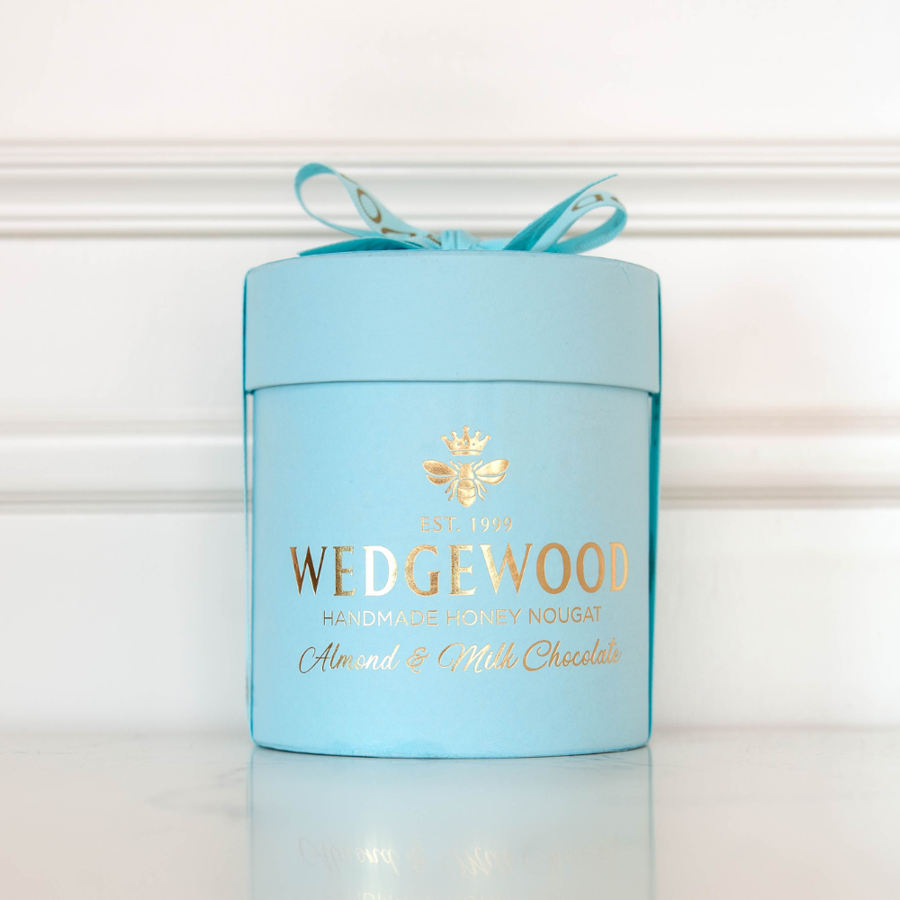 Milk Chocolate & Almond Light Blue Small Hat Box (Ex-Factory Price) | Wedgewood Nougat