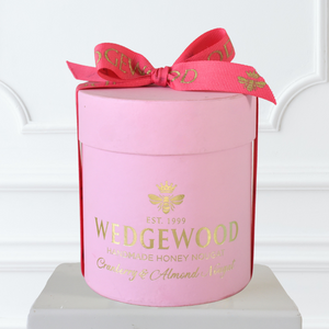 Wedgewood's 20 x Cranberry & Almond Nougat Bon Bons - Pink - Small Hat Box