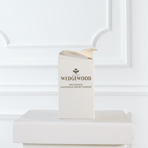 Wedgewood Handmade Cream Bonbonniere Box containing x 2 Macadamia Honey Nougat Bon Bons | Wedgewood Nougat