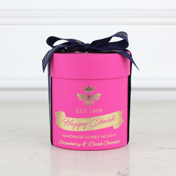 Diwali Strawberry & Dark Chocolate Dark Pink Hat Box