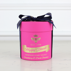 Diwali Strawberry & Dark Chocolate Dark Pink Hat Box