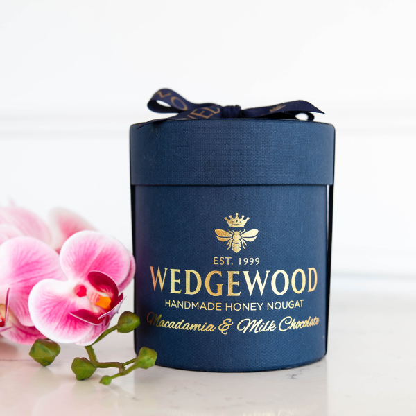 Milk Chocolate & Macadamia Navy Small Hat Box (Ex-Factory Price) | Wedgewood Nougat