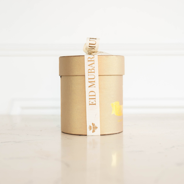 Eid Mubarak Macadamia Gold Small Hat Box | Wedgewood Nougat