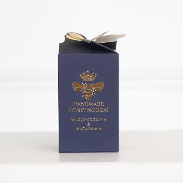 Milk Chocolate & Macadamia Navy Blue Honey Bee