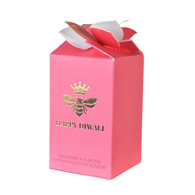 Load image into Gallery viewer, Happy Diwali Cranberry &amp; Almond Handmade Honey Nougat Honey Bee Box with x 2 Cranberry &amp; Almond Bon Bons

