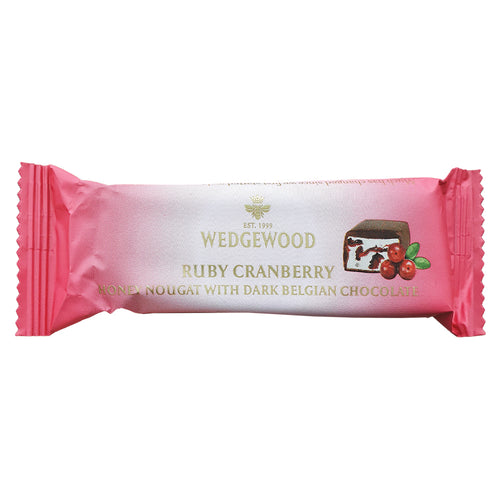 Dark Belgian Chocolate & Ruby Cranberry Handmade Honey Nougat Bar 40g | Wedgewood Nougat